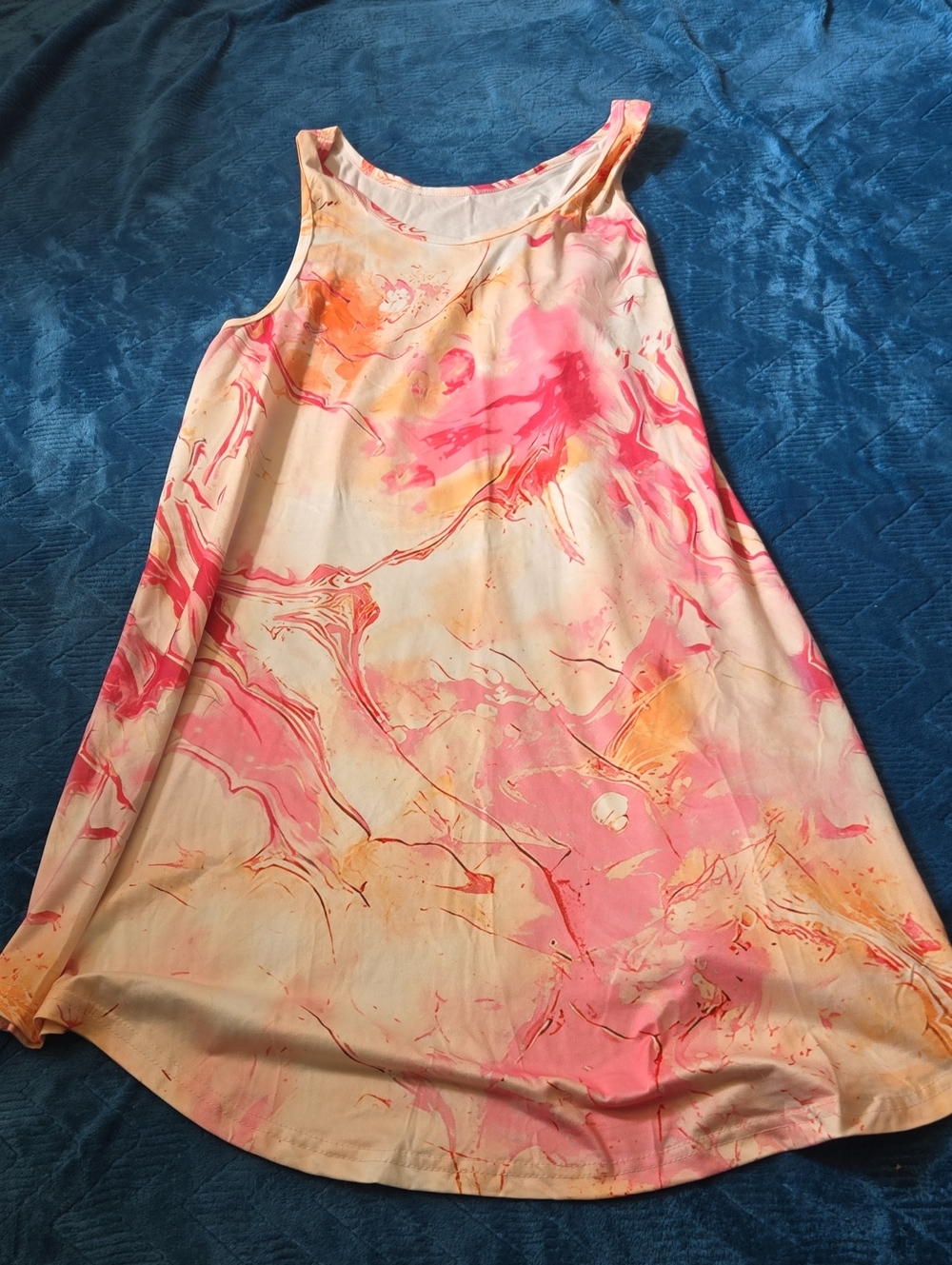 3/$20 NWOT Marbled Pink & Peach Sleeveless Womans Dress